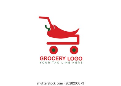 basket grocery logo design vector template online shop