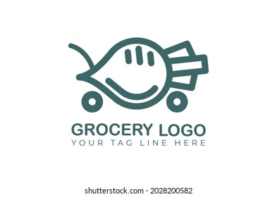 basket grocery logo design vector template online shop