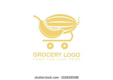 basket grocery logo design vector template online shop