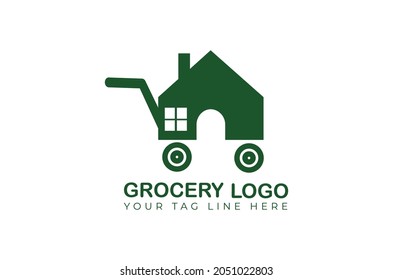 basket grocery logo design vector template 