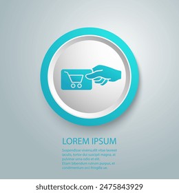 Basket in hand blue icon vector flat sign