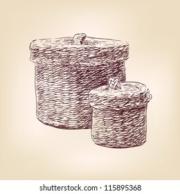  basket - hand drawn  vector illustration  isolated