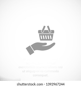 basket in hand icon , lorem ipsum Flat design
