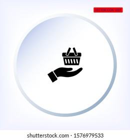 basket in hand icon , lorem ipsum Flat design