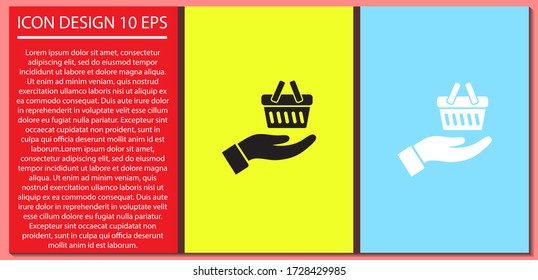 icono de canasta , lorem ipsum Diseño plano