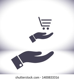 basket in hands icon , lorem ipsum Flat design
