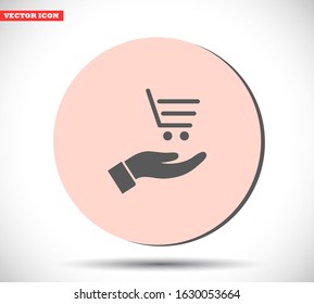 basket in hands icon , lorem ipsum Flat design