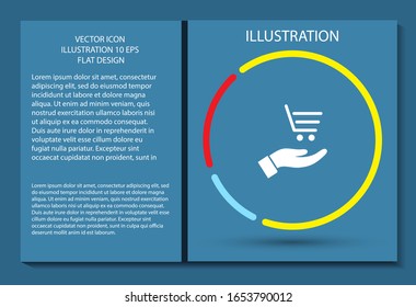cesta en las manos icono , lorem ipsum Diseño plano