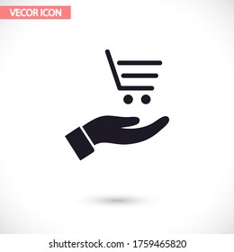 basket in hands icon , lorem ipsum Flat design