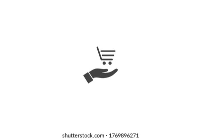 icono de cesta en manos , lorem ipsum Diseño plano