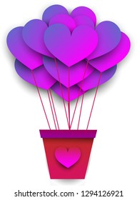 Basket with heart baloons