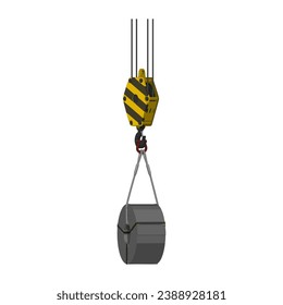 Basket hitch of wire rope sling on white background
