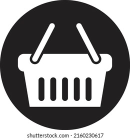 basket icon in black circle with white background