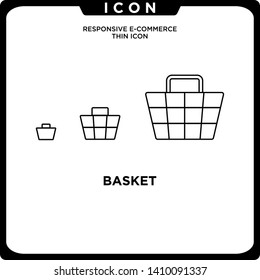 basket icon black thin line ecommerce. Vector online shopping icon. modern logo template and graphic linear art design isolated on white background