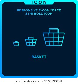 basket icon black thin line ecommerce. Vector online shopping icon. modern logo template and graphic linear art design isolated on black background