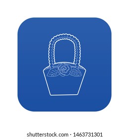 Basket icon blue vector isolated on white background