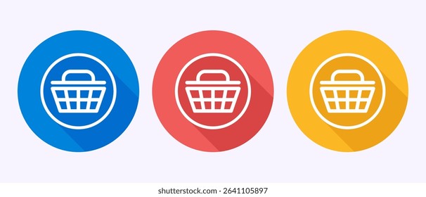 Basket icon design illustration, Shopping basket sign symbol in shadow button design