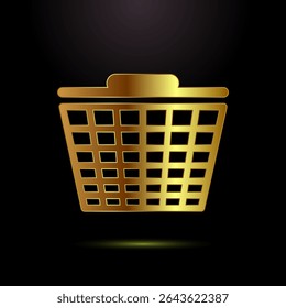 Basket icon design illustration, Shopping basket sign symbol in gold color style