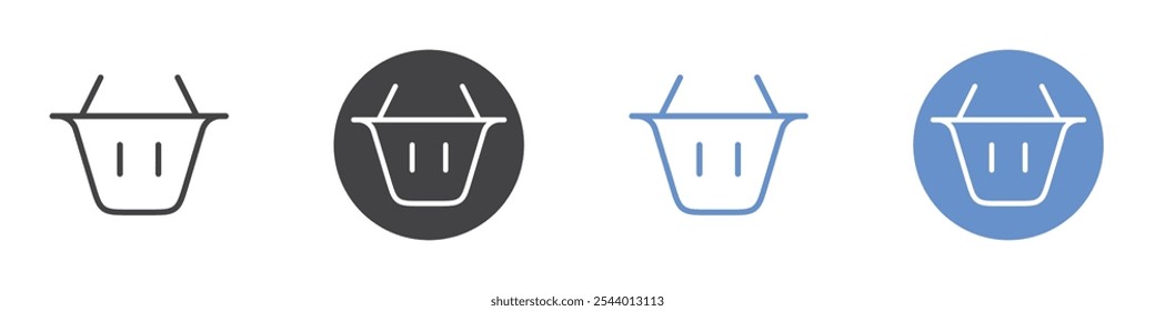 Basket icon Flat set in black and white color