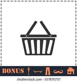 Basket icon flat. Simple vector symbol and bonus icon