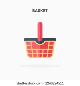Basket icon flat. Vector illustration on white background. Can used for web, app, digital product, presentation, UI and many more.