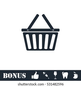 Basket icon flat. Vector illustration symbol and bonus pictogram