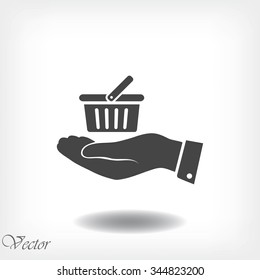 basket icon in hand