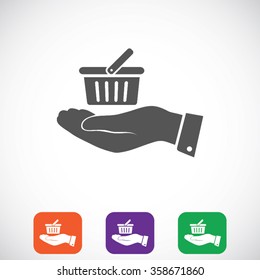 basket icon in hand