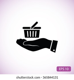 basket icon in hand