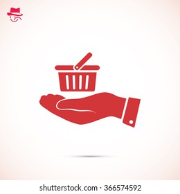 basket icon in hand
