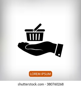 basket icon in hand