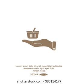 basket icon in hand