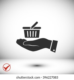 basket icon in hand