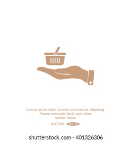 basket icon in hand