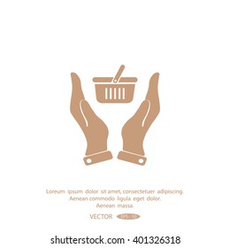 basket icon in hand