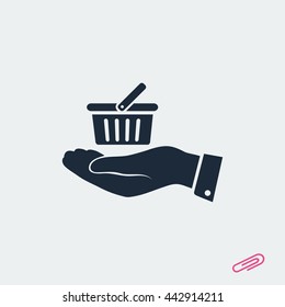 basket icon in hand