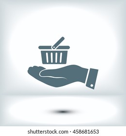 basket icon in hand