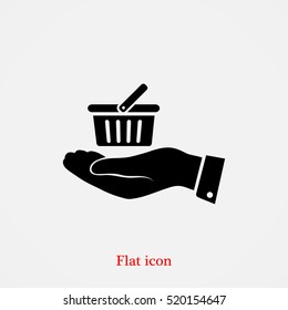basket icon in hand, vector best flat icon, EPS