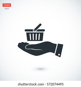 basket icon in hand, vector best flat icon, EPS