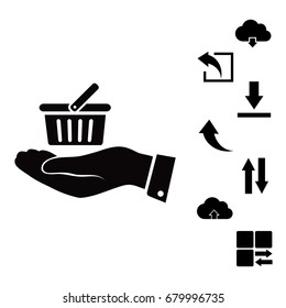 basket icon in hand, vector best flat icon, EPS