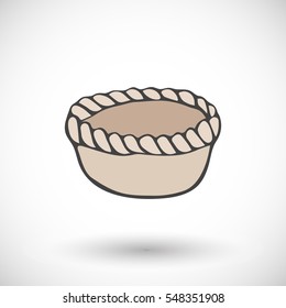 Basket icon. Hand-drawn cartoon decorative container with round shadow. Vector illustration.