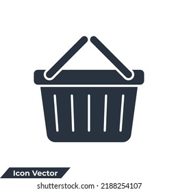 basket icon logo vector illustration. Shopping basket symbol template for graphic and web design collection