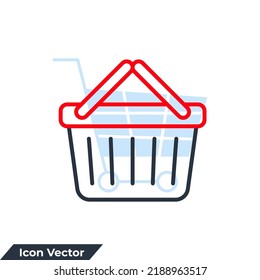 ilustración vectorial del logotipo del icono de canasta. Plantilla de símbolo de la cesta de compras para la colección de diseño gráfico y web