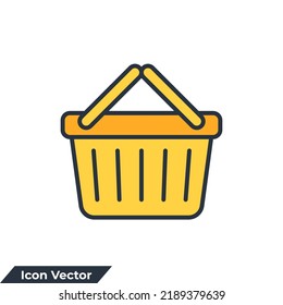 basket icon logo vector illustration. Shopping basket symbol template for graphic and web design collection