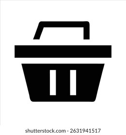 basket icon modern illustration art design black and white silhouette with bold outline 