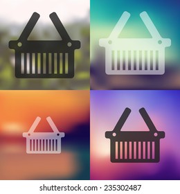 basket icon on blurred background