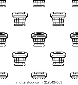 basket icon pattern. Seamless basket pattern on white background.