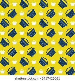Basket icon repeating trendy pattern colorful vector illustration yellow background
