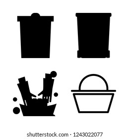 basket icon set about shopping basket, laundry and bin vector set