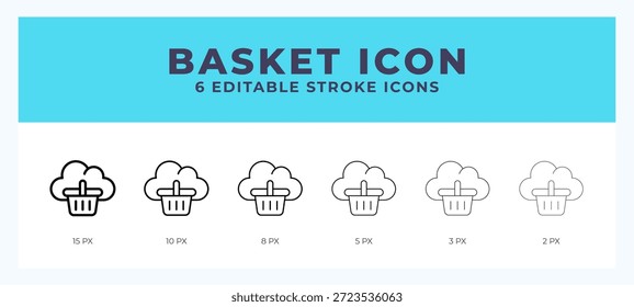 Conjunto de iconos de cesta con diferentes movimientos. Elementos de diseño para el logotipo. Ilustración vectorial.